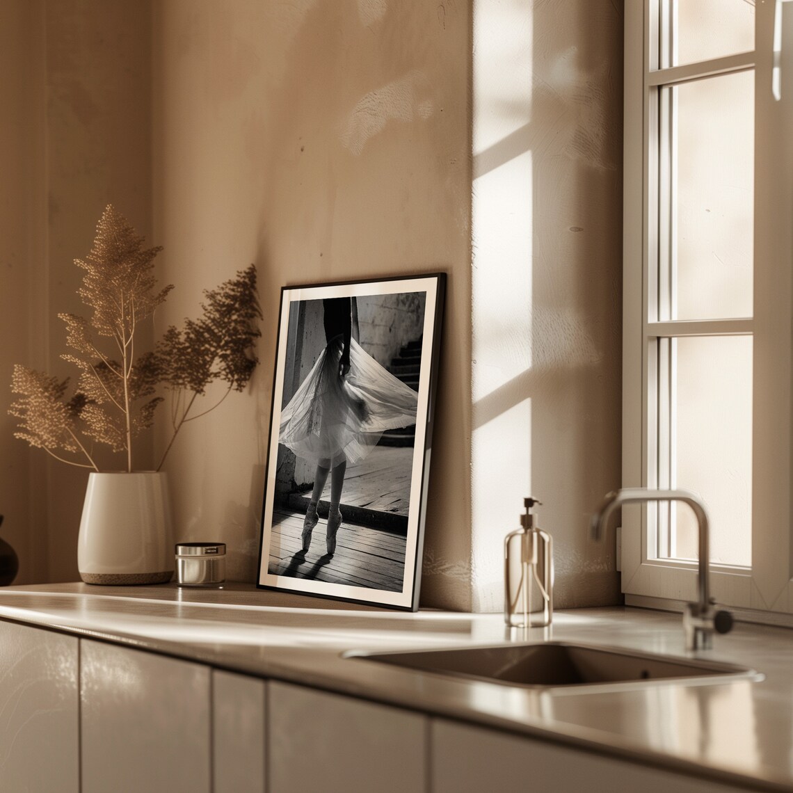 Black White Ballerina En Pointe Tulle Skirt Fine Art Ballet Photo Poster - Image 4