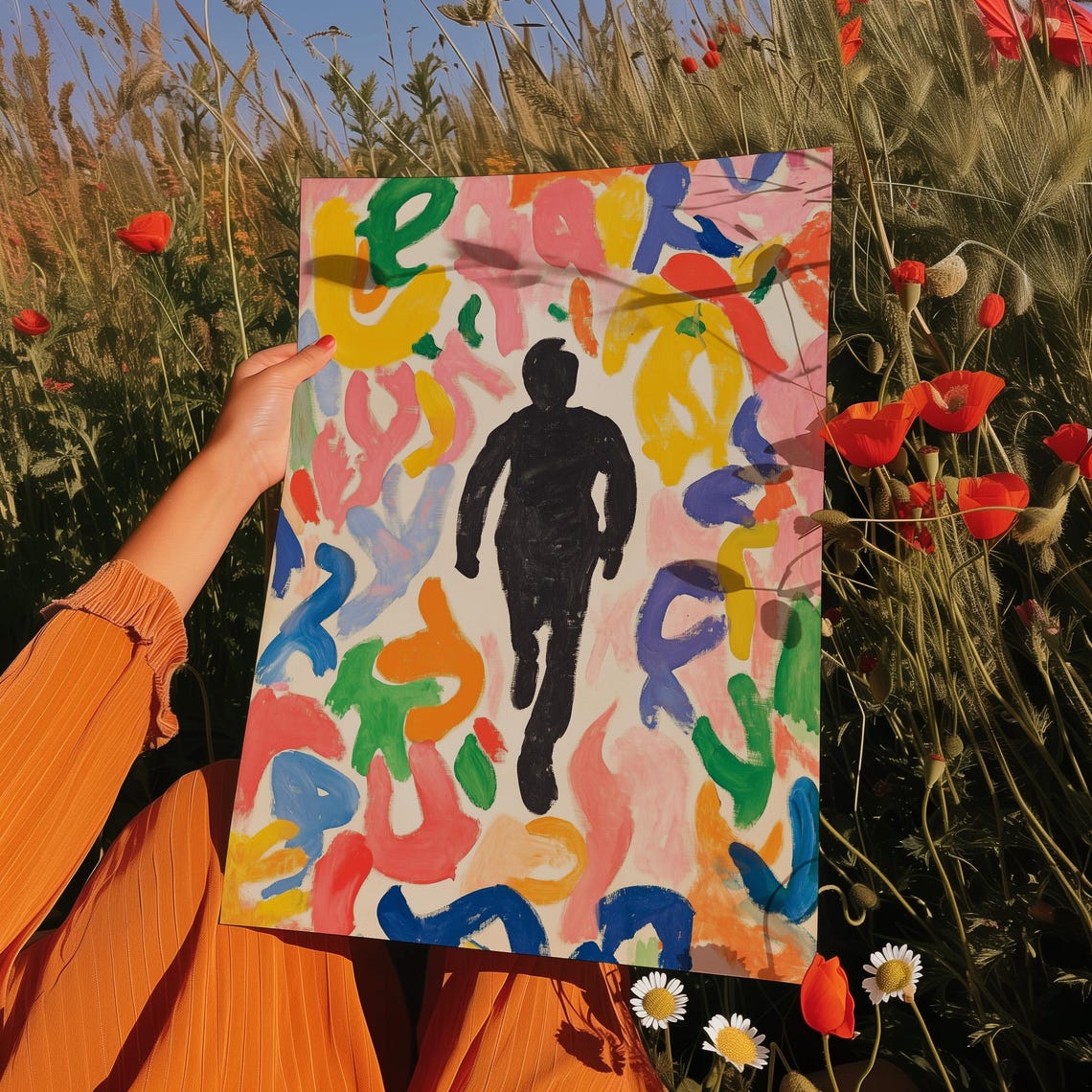 Black Runner Silhouette Colorful Abstract Squiggle Art Poster - Image 4