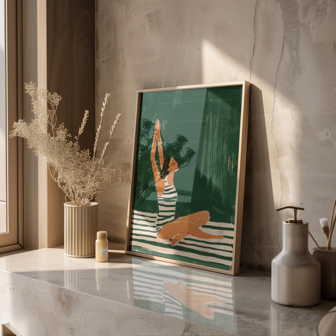 Woman Stretching, Minimalist Wellness Decor - Image 4