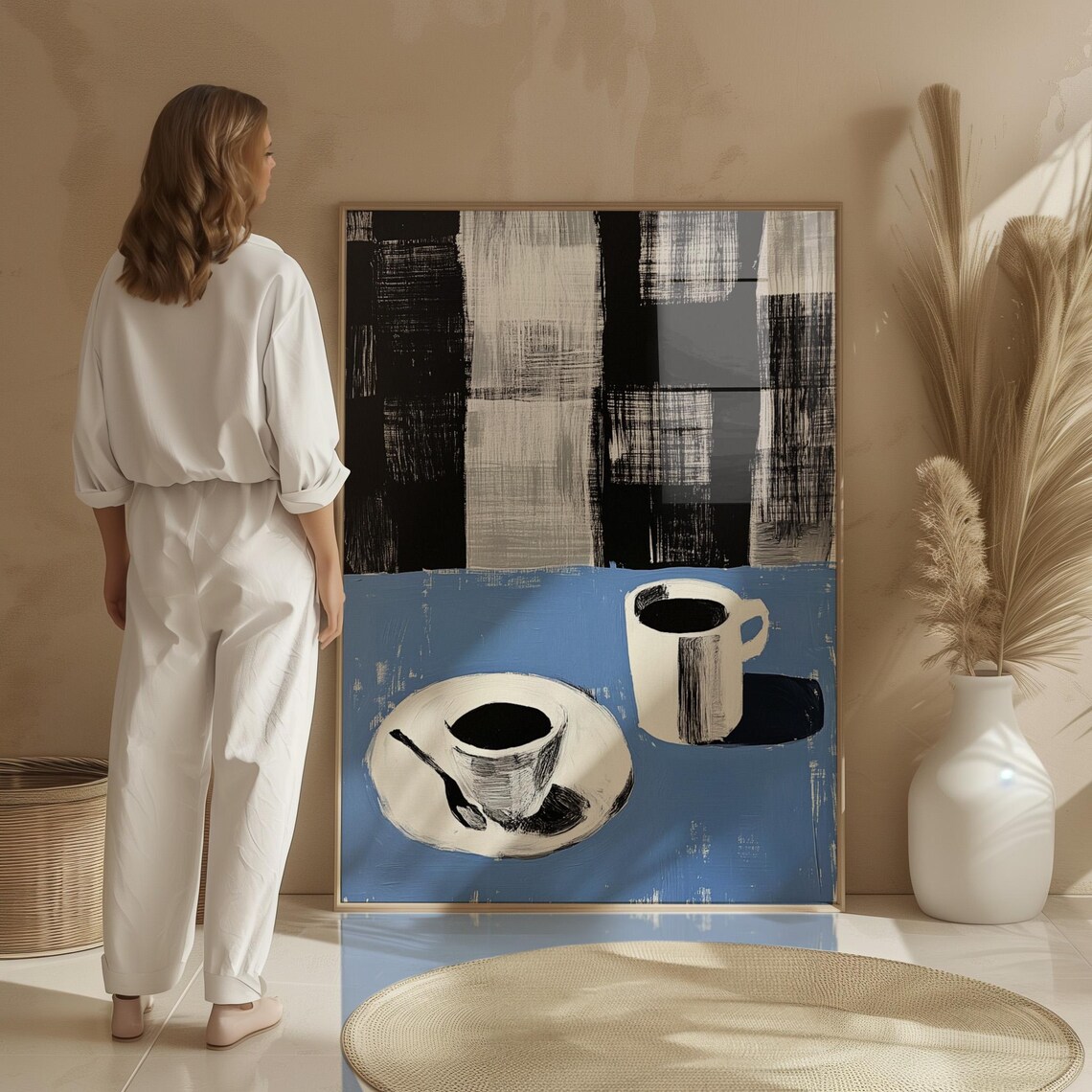 Abstract Coffee Cup, Minimalist Kitchen Decor - Image 4