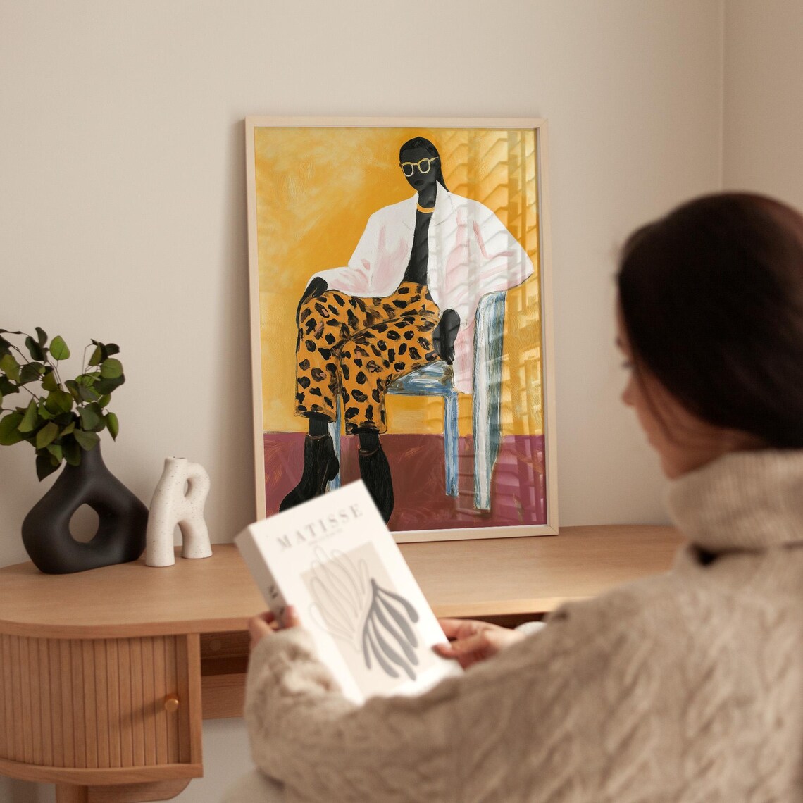 Bold Leopard Pattern Fashion Illustration Stylish Modern Woman Art Poster - Image 2