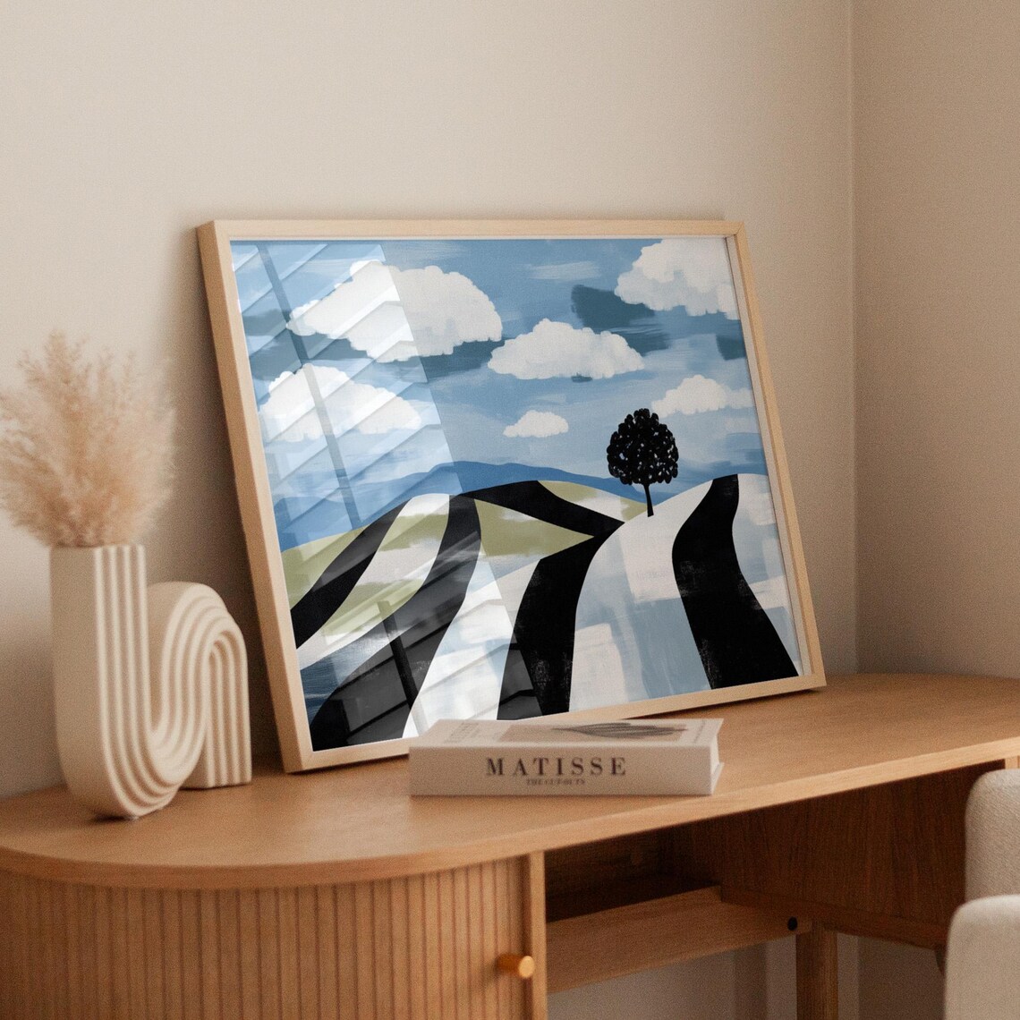 Abstract Landscape With Figures And Trees, Minimalist Mountain Scene - Image 5
