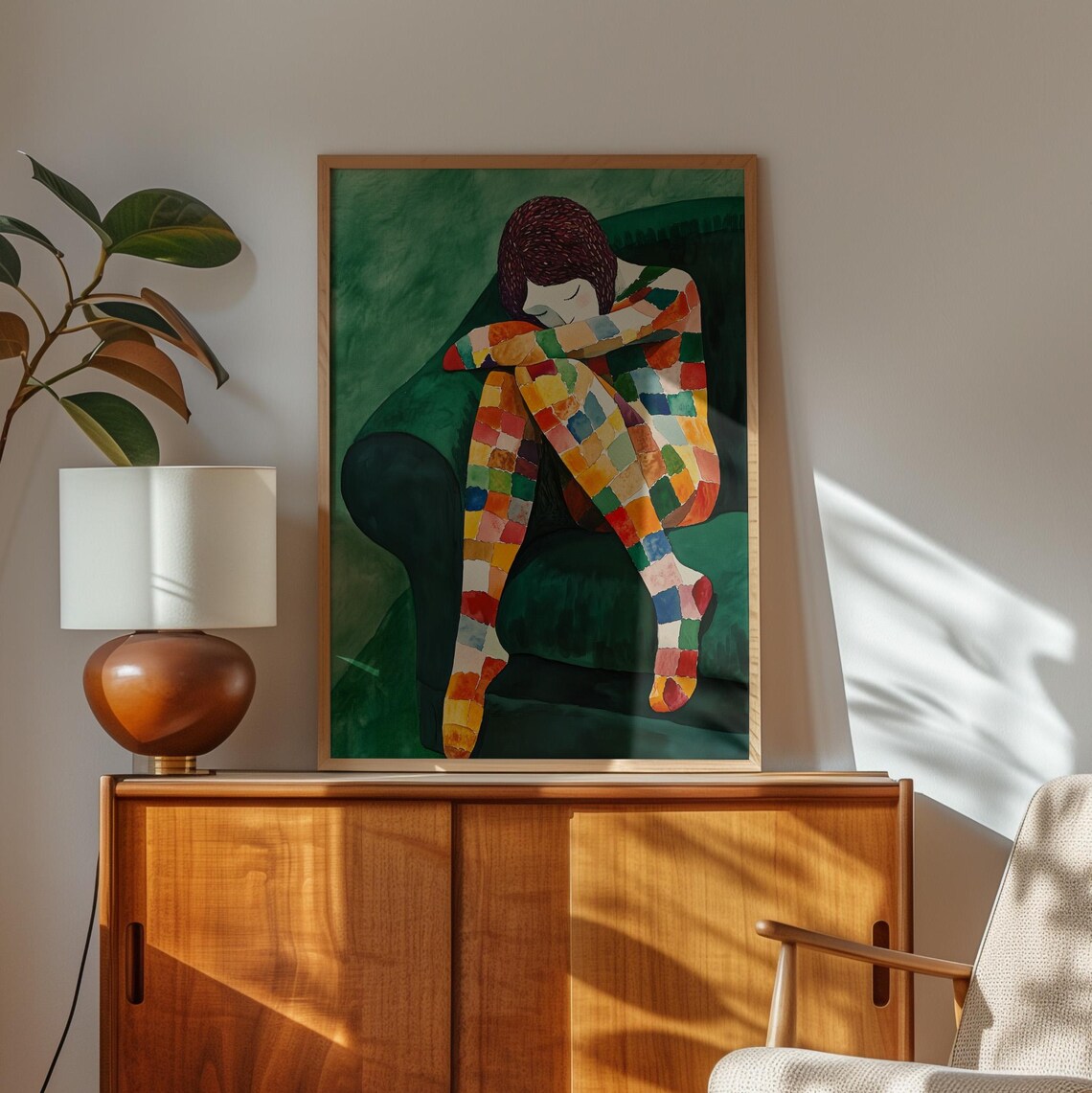 Colorful Mosaic Figure Art Print, Modern Watercolor - Image 2
