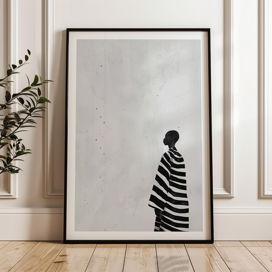 Minimalist Black and White Black Woman Art Print