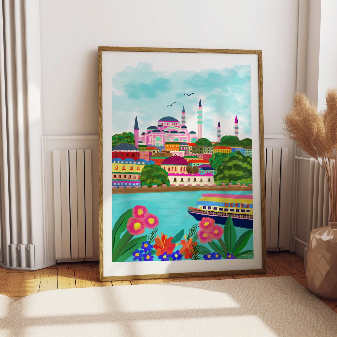 Istanbul Blue Mosque Pink Skyline Bosphorus Ferry Boat Art Print - Image 5