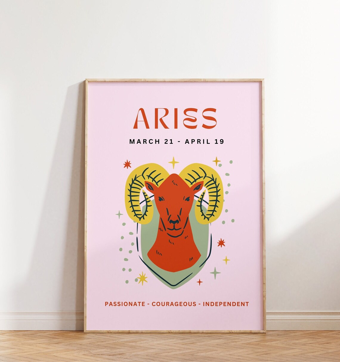 Aries Zodiac Sign Red Ram Head March Star Sign Trendy Poster - Image 5