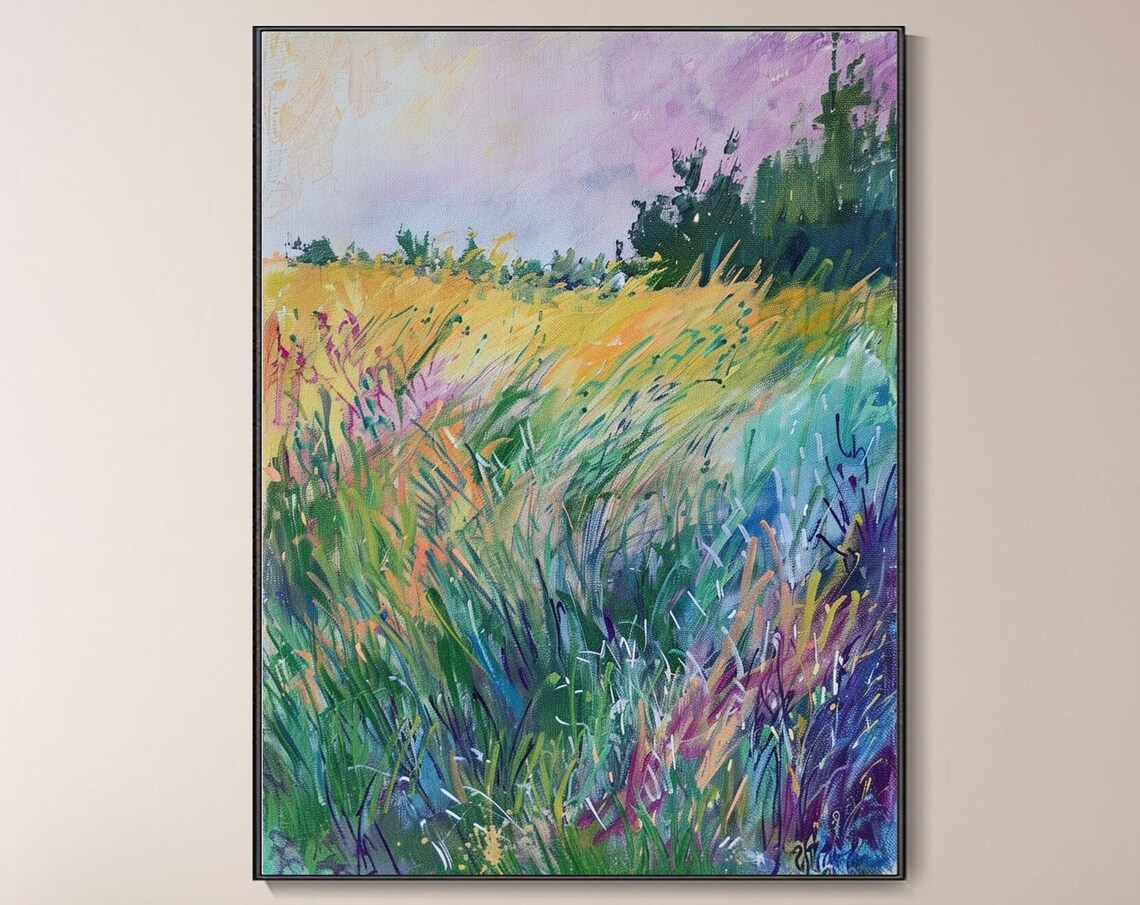 Impressionist Wildflower Meadow Grasses Colorful Field Art Poster