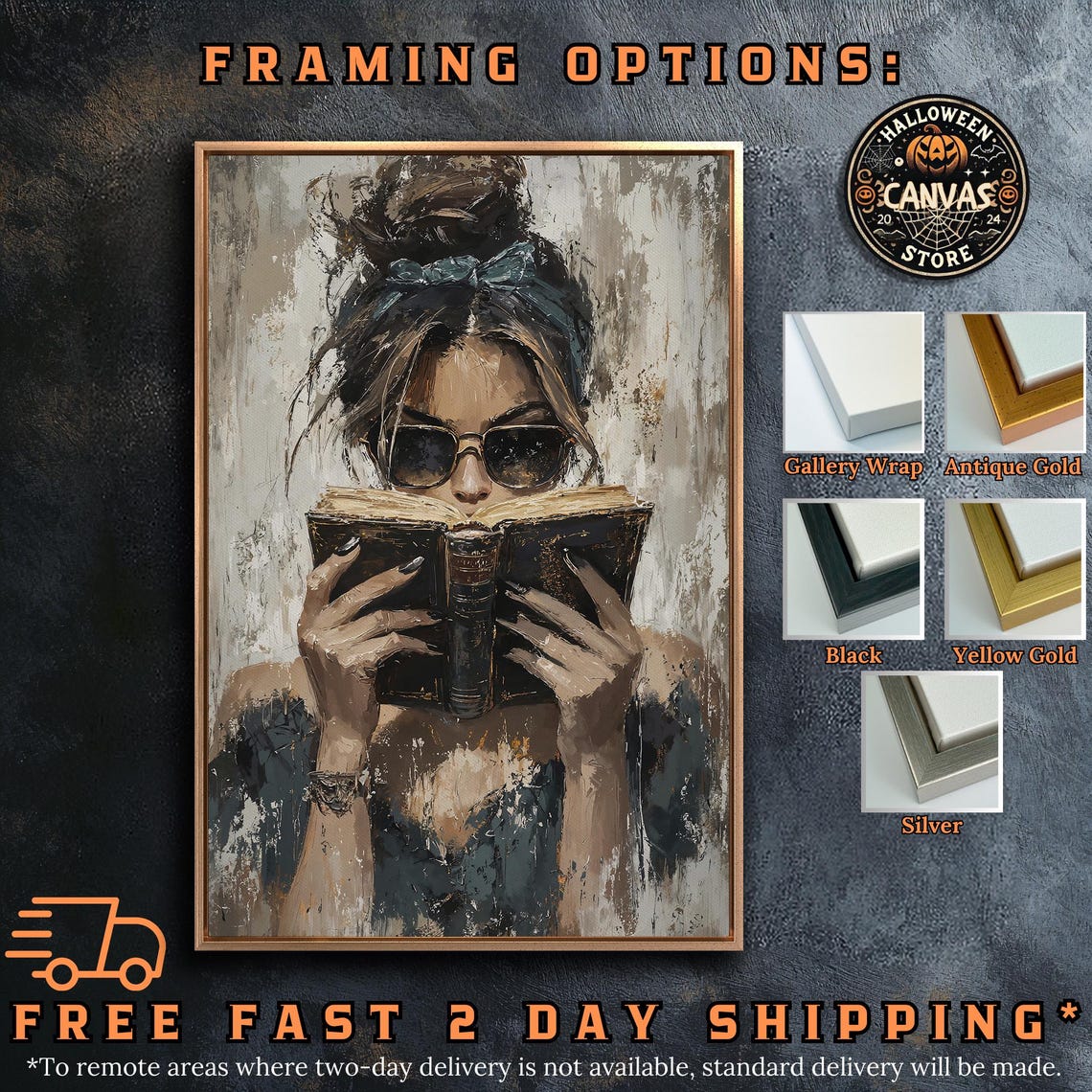 Stylish Boho Woman Reading Vintage Book Sunglasses Portrait Poster - Image 5