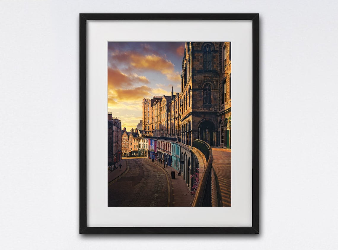 Victoria Street Edinburgh Art Print, Scottish Travel Poster