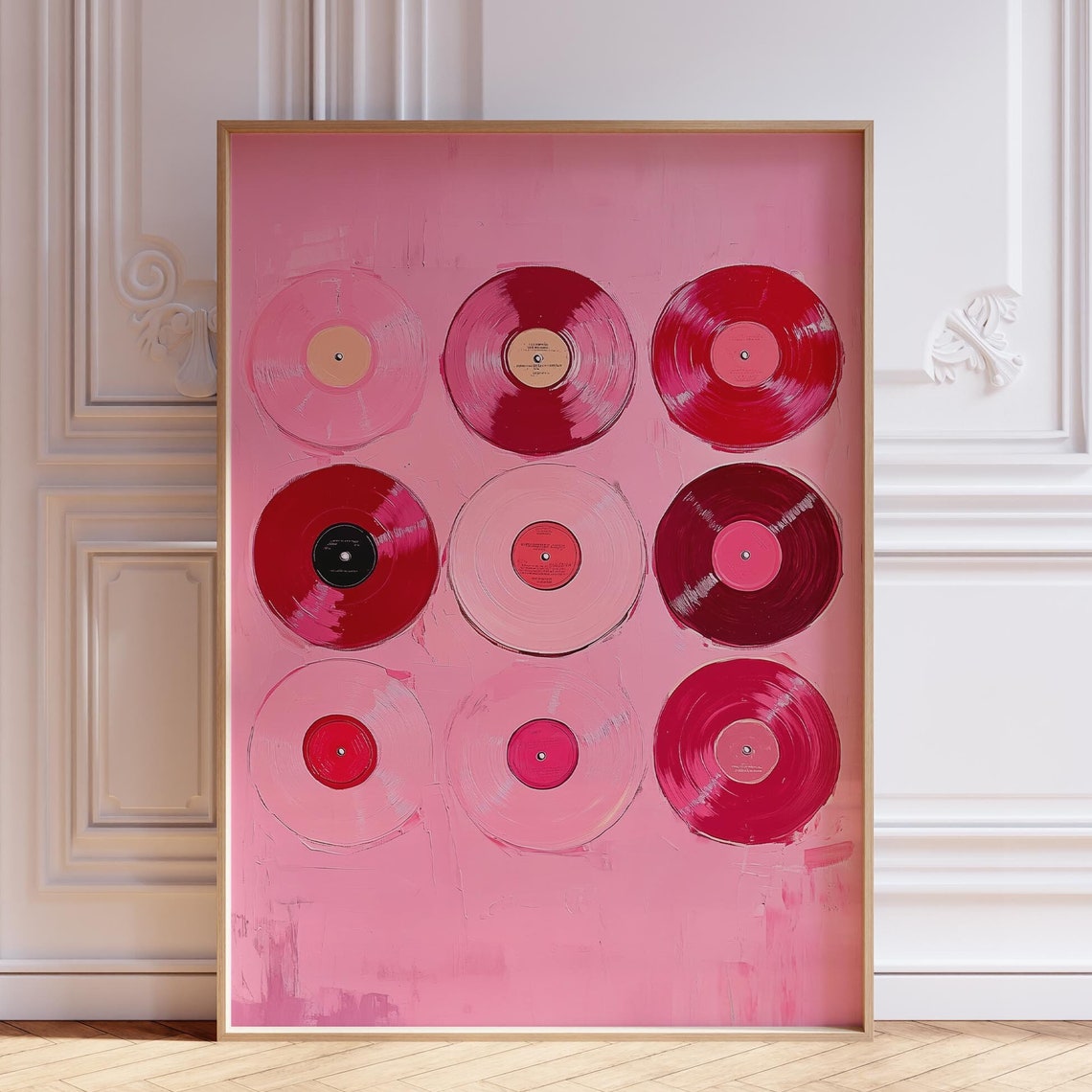 Pink Vinyl Record Poster Retro Print Vintage Wall Art Abstract