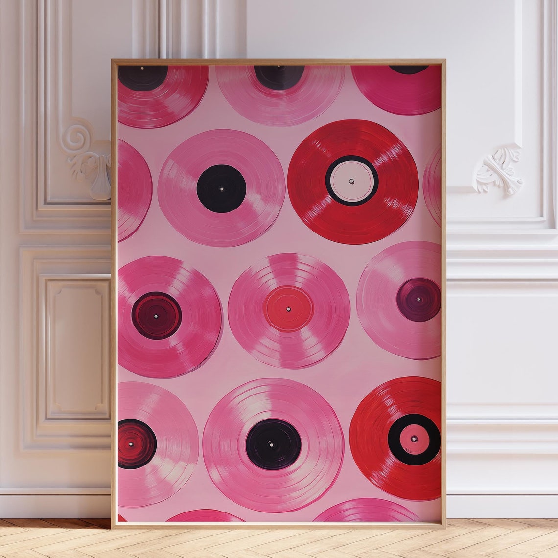 Pink Vinyl Record Poster Retro Print Vintage Wall Art Abstract