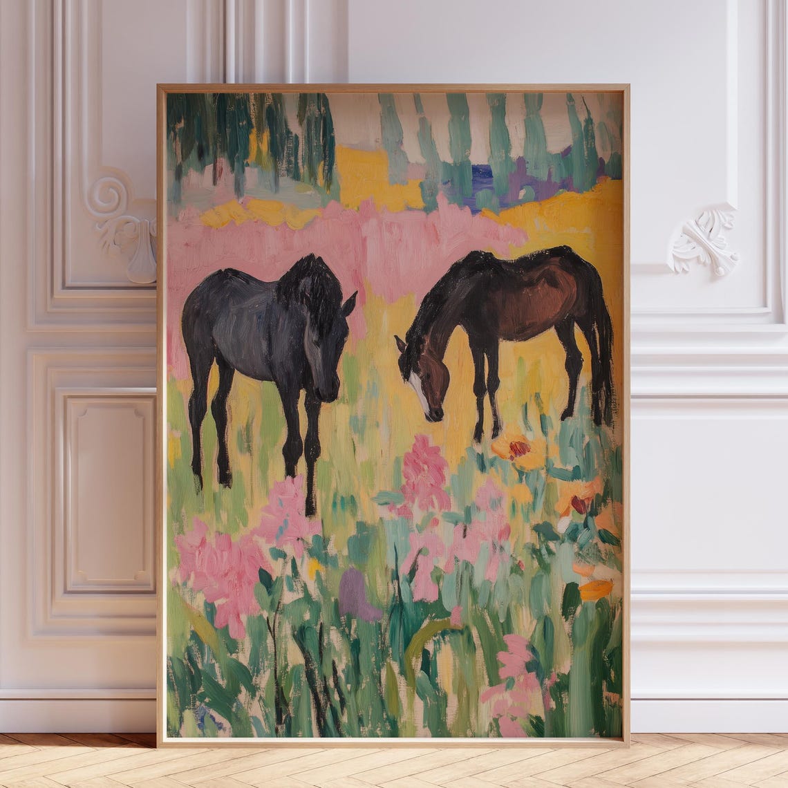 Pink Horse Print For Girls Room Watercolor Pastel Poster Girl Wall Art Cowgirl