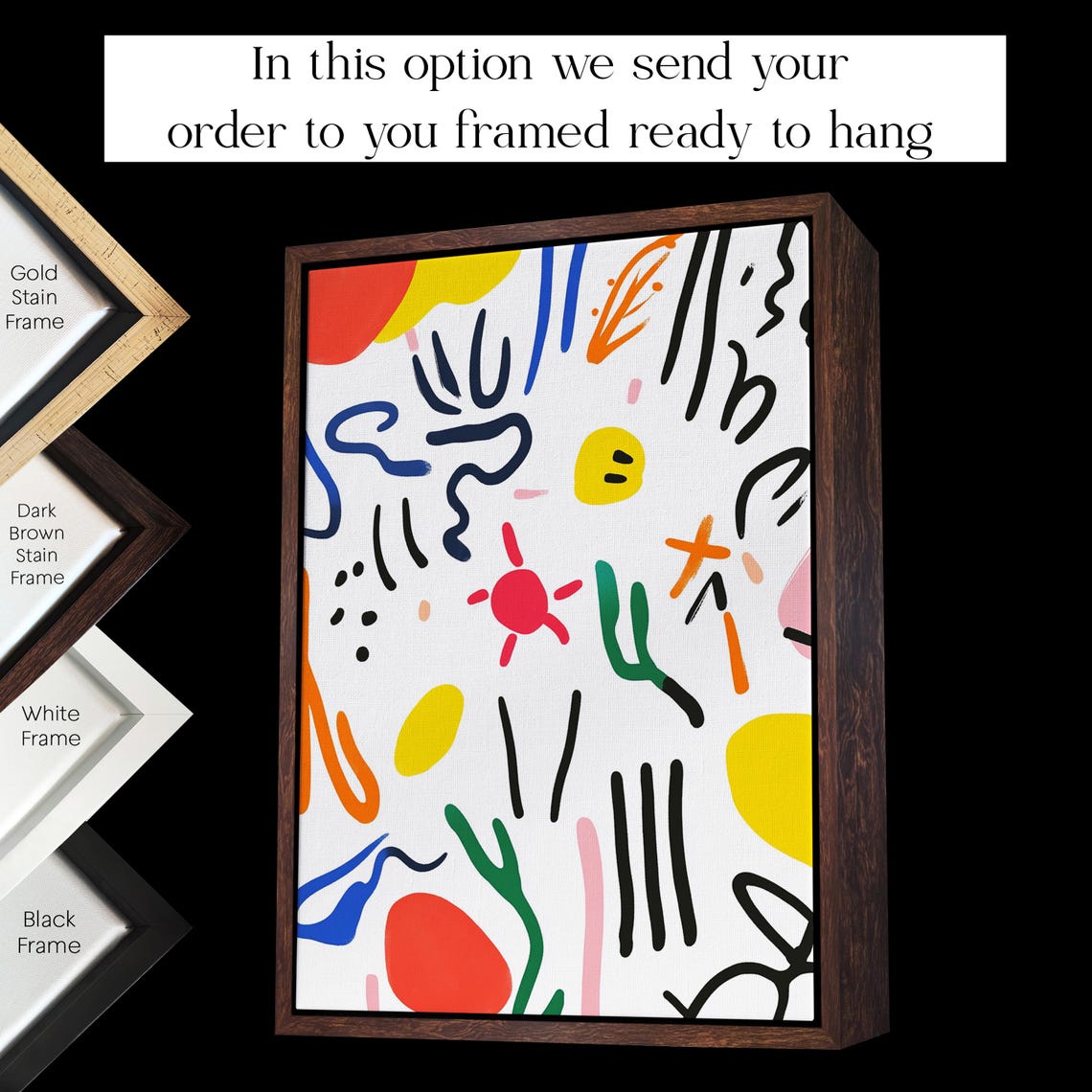 Playful Colorful Doodle Shapes Abstract Modern Home Decor Wall Art - Image 2