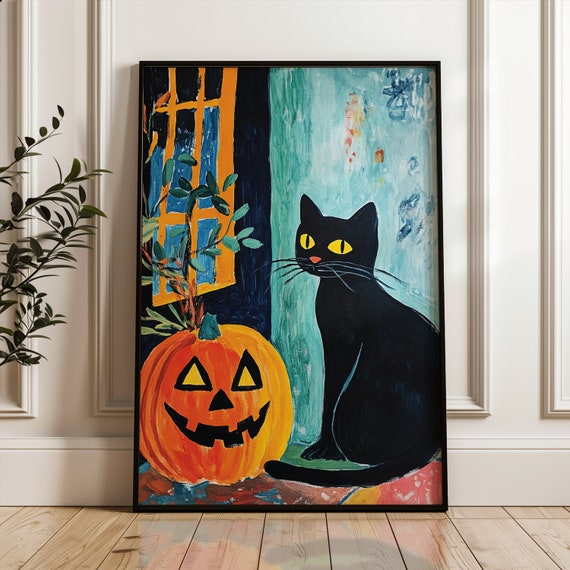 Black Cat Poster Halloween Print Henri Matisse Art Gift For Mom