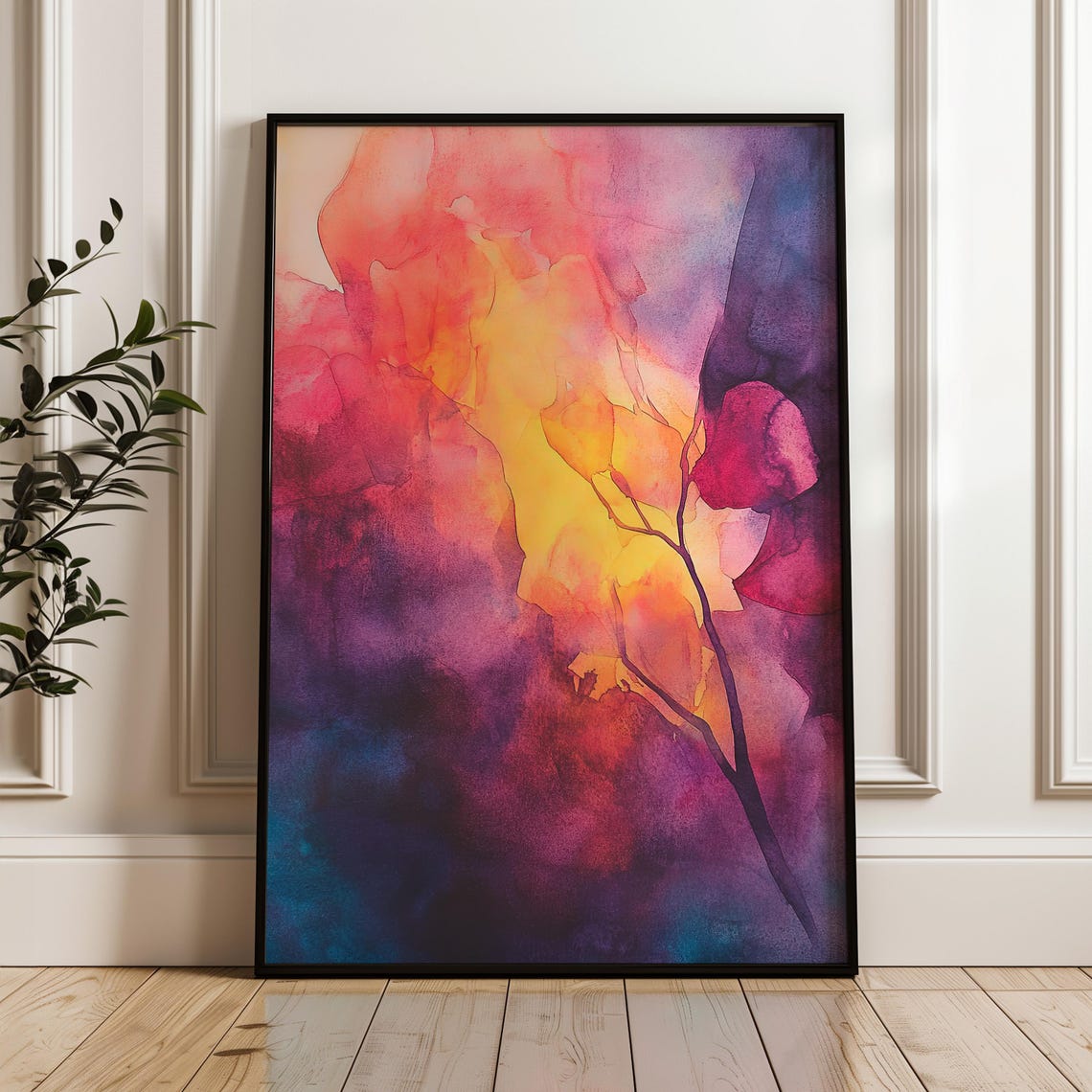 Abstract Watercolor Wall Art Aura Poster Colorful Splash Matte Paper