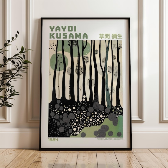 Yayoi Kusama Print Modern Art Exhibition Poster Livingroom Maximalist Wall Japandi