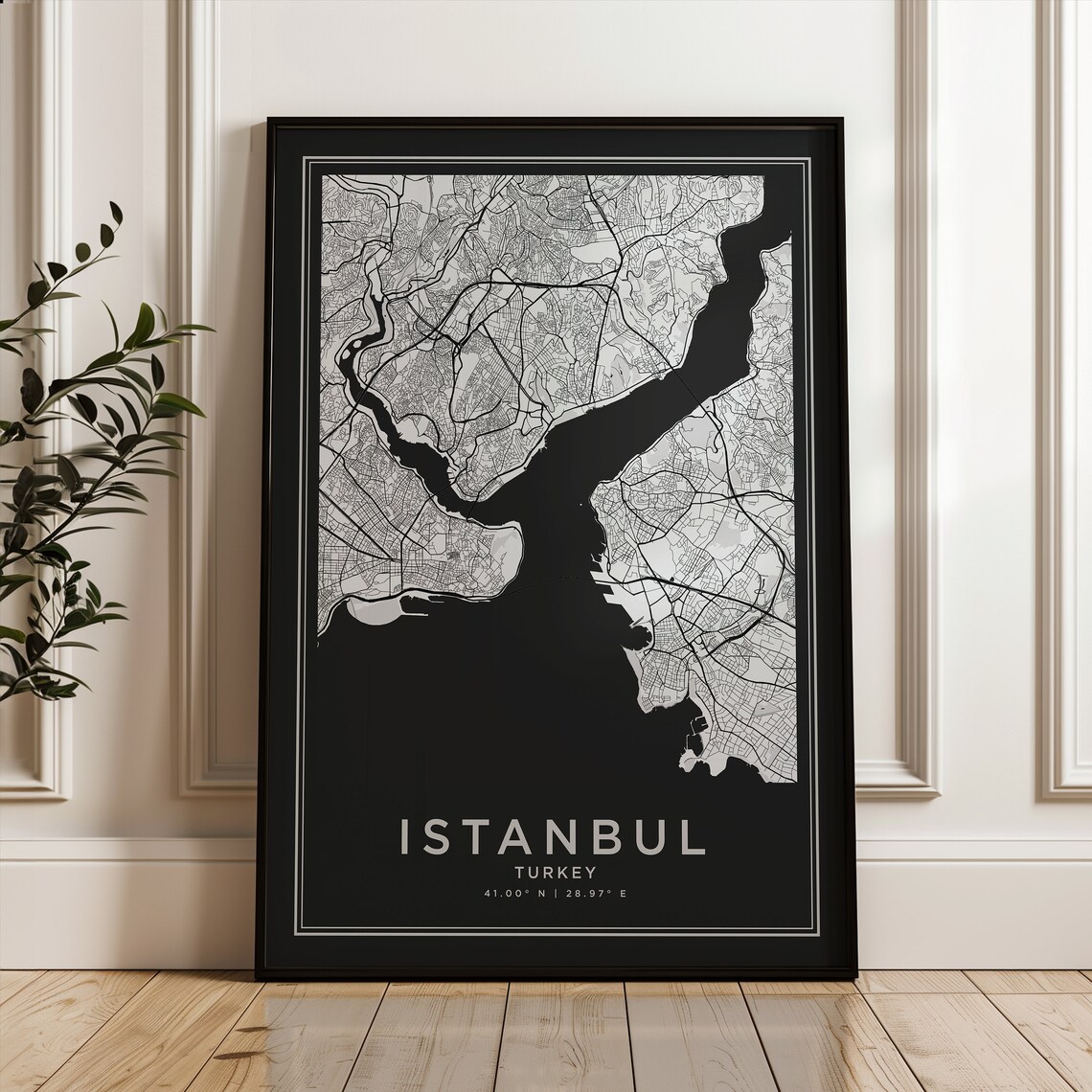 Istanbul Turkey Black and White Street Map Minimalist Poster