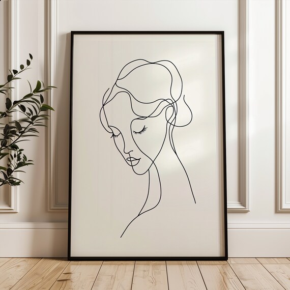 Woman Figure Single Line Poster Minimalistic Feminist Art Print Black And White Portrait Wall Decor Modern Home Decoration
