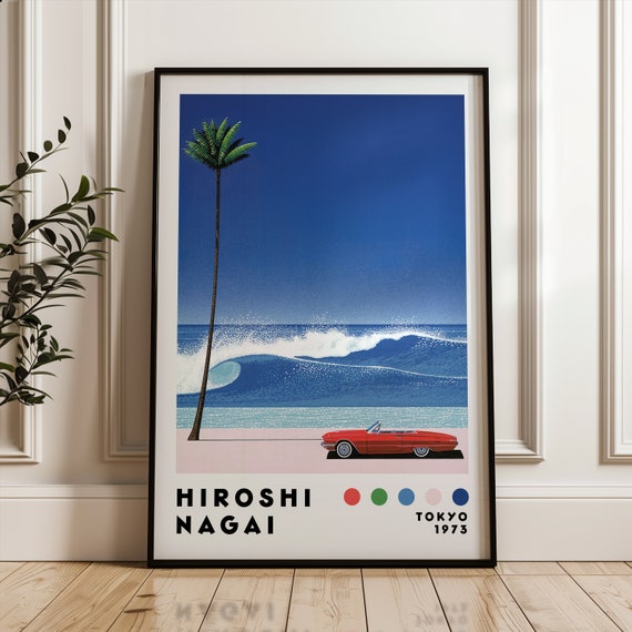 Hiroshi Nagai Art Print, Japanese Vaporwave City Pop