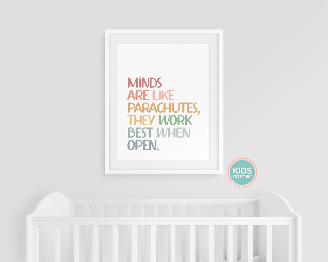 Minds Are Like Parachutes Colorful Open Mind Classroom Quote Poster - Image 3