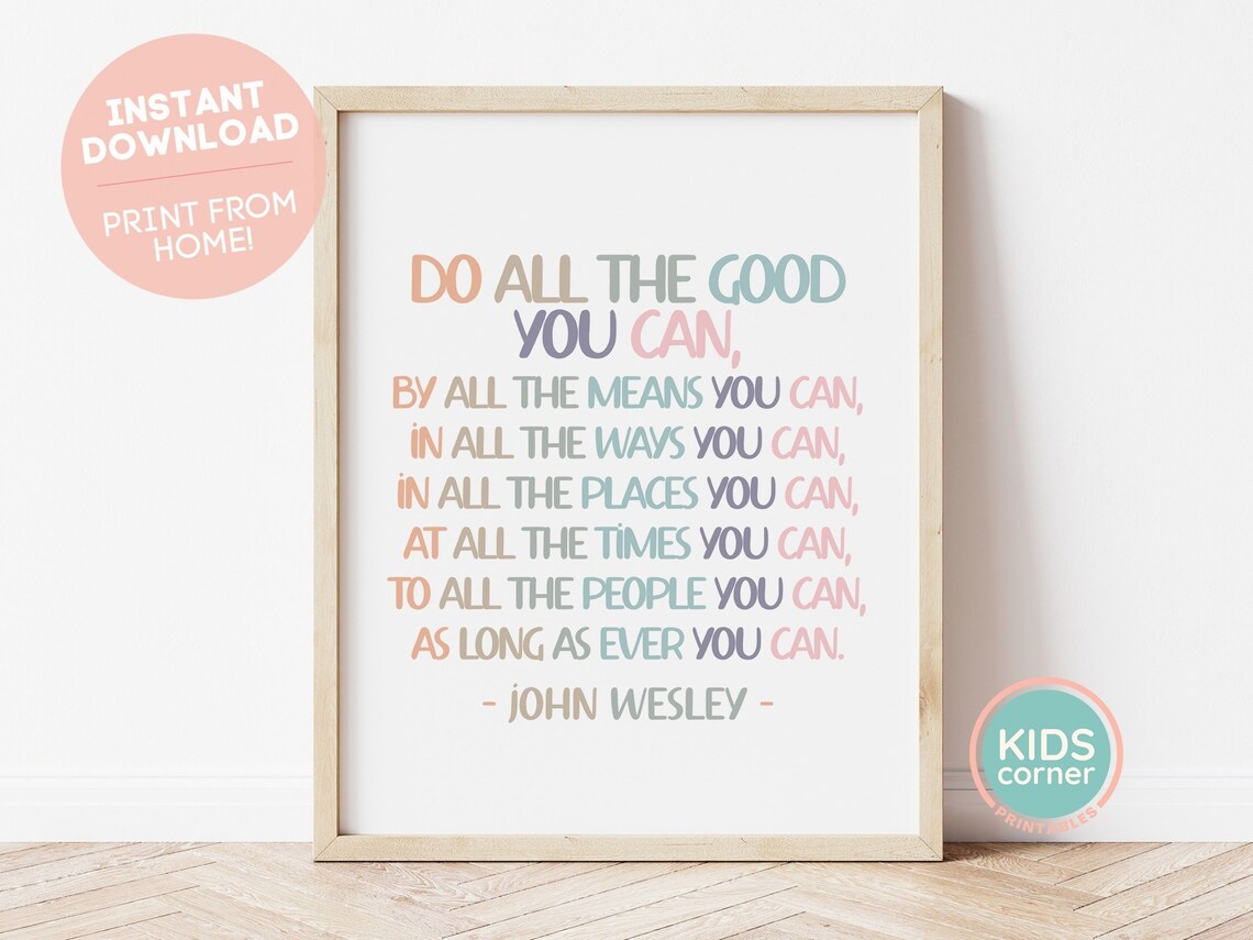 John Wesley Quote, Motivational Typography Art Print