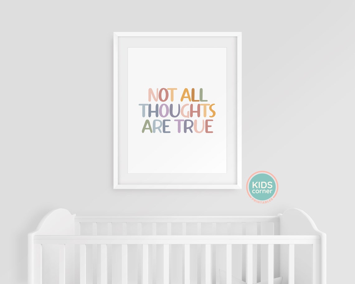 Not All Thoughts Are True Pastel Kids Mindfulness Quote Poster - Image 3