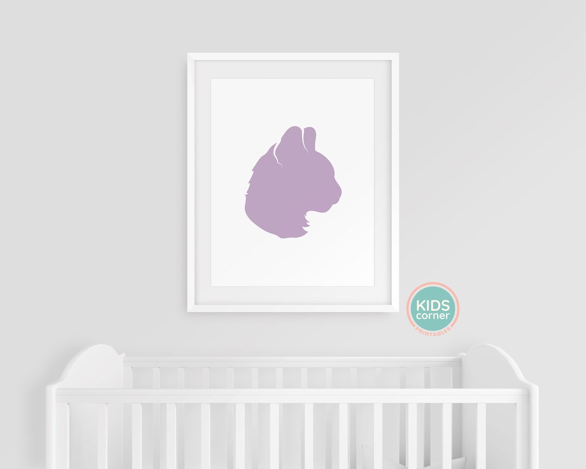Purple Cat Silhouette Poster Minimalist Pet Art Nursery Design - Image 3