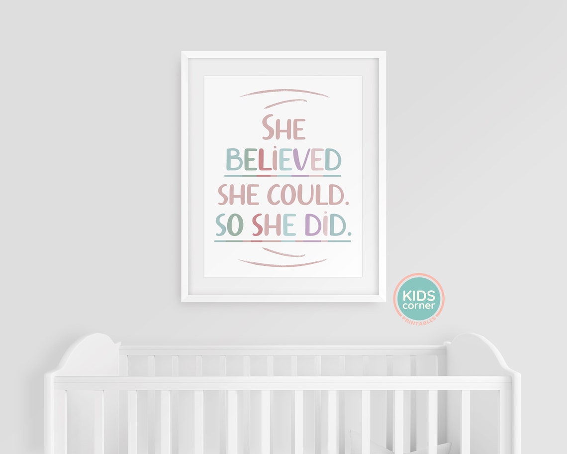 She Believed She Could So She Did Empowering Pastel Quote Poster - Image 3