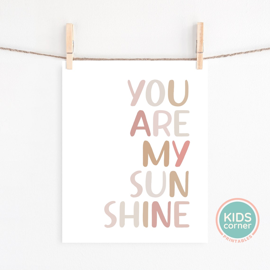 You Are My Sunshine Boho Neutral Nursery Love Quote Wall Poster - Image 2