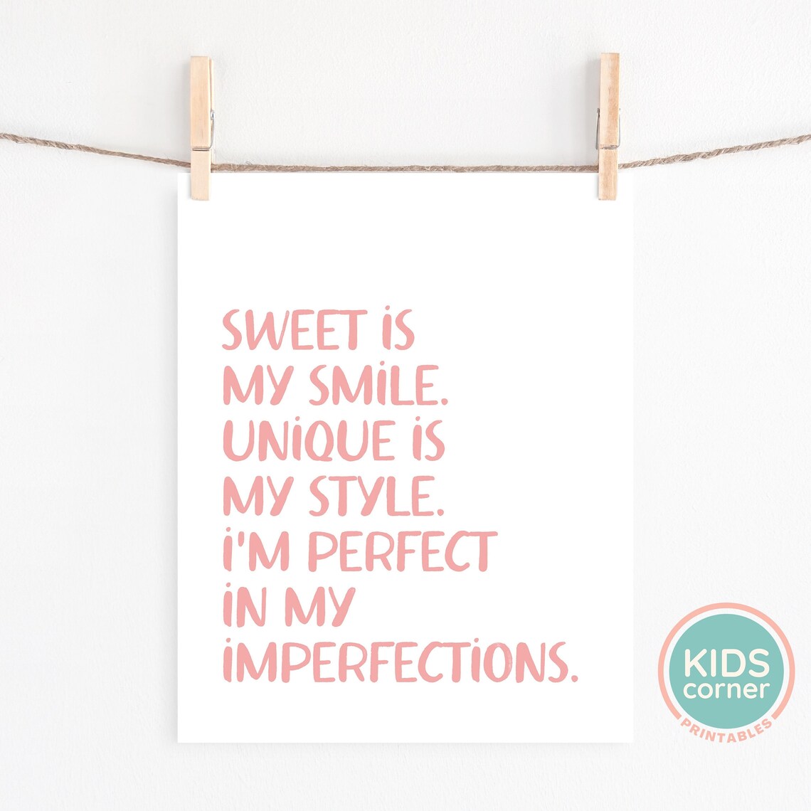 Sweet Is My Smile Pink Affirmation Girls Room Self Love Poster - Image 2