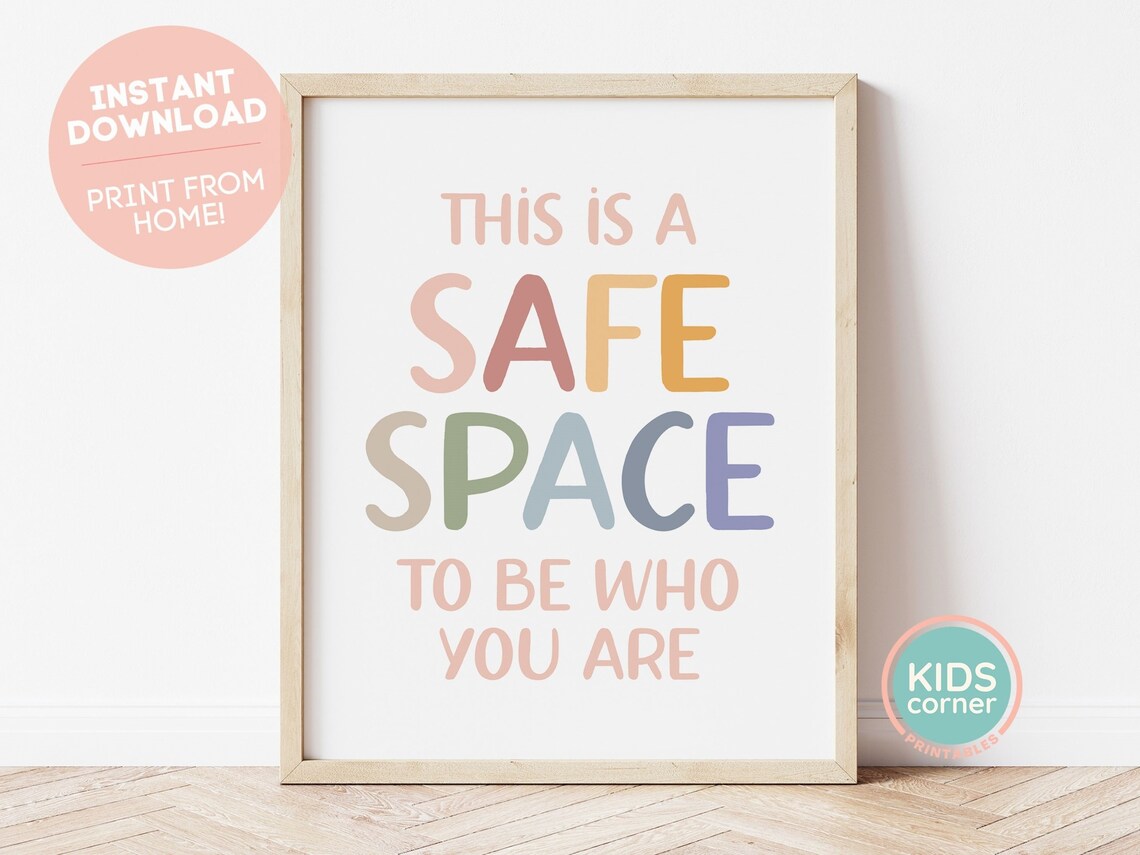Safe Space Quote Art Print, Boho Message Art