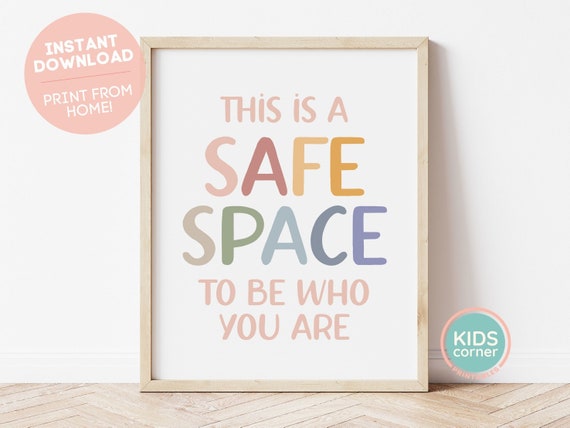 Safe Space Quote Art Print, Boho Message Art