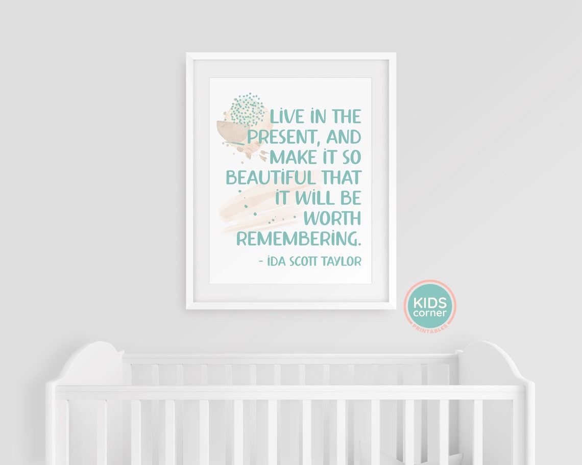 Live In The Present Ida Scott Taylor Blue Mindfulness Quote Poster - Image 3