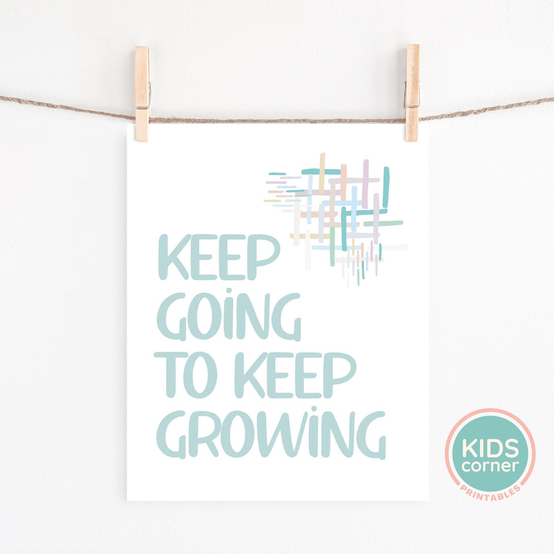 Keep Going To Keep Growing Seafoam Green Encouragement Poster - Image 2