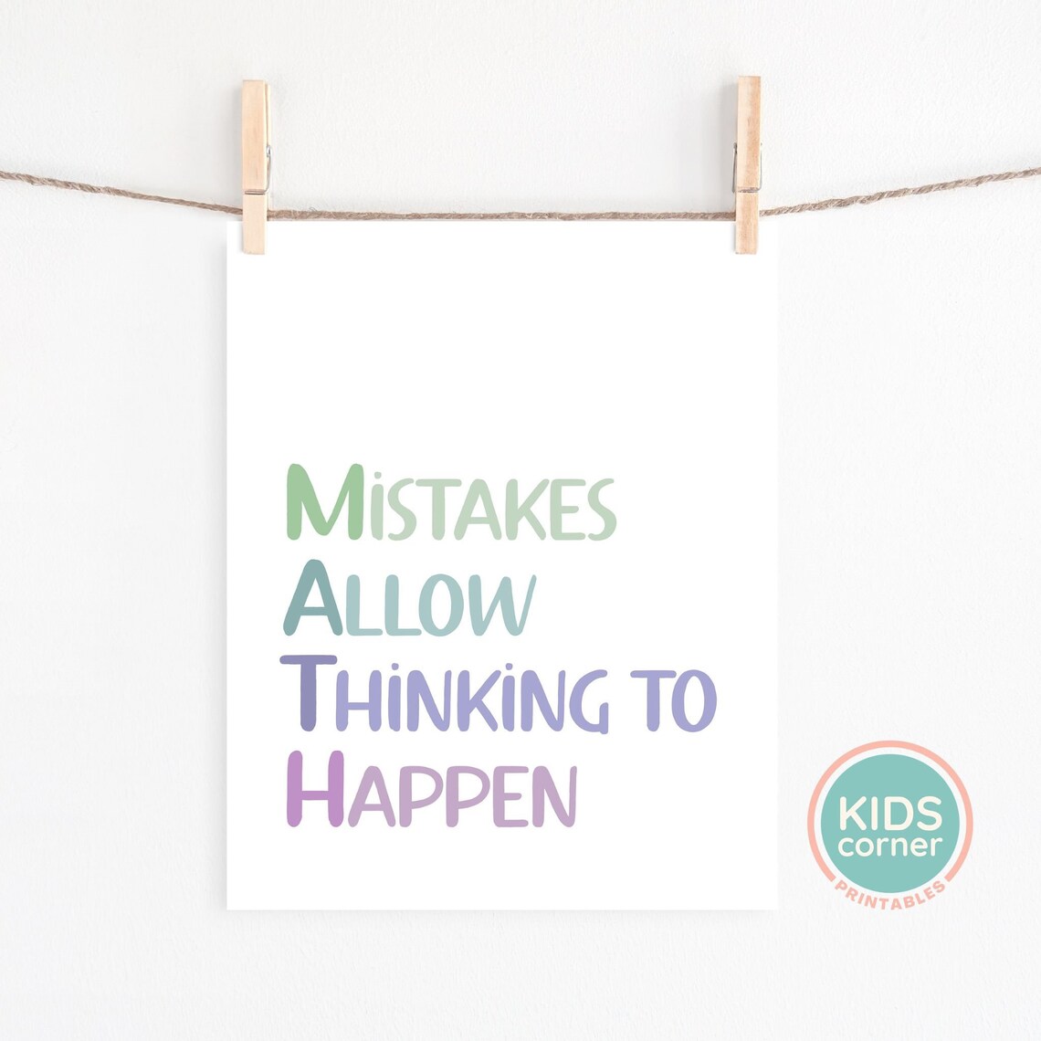 Mistakes Allow Thinking To Happen Green Blue Classroom Poster - Image 2