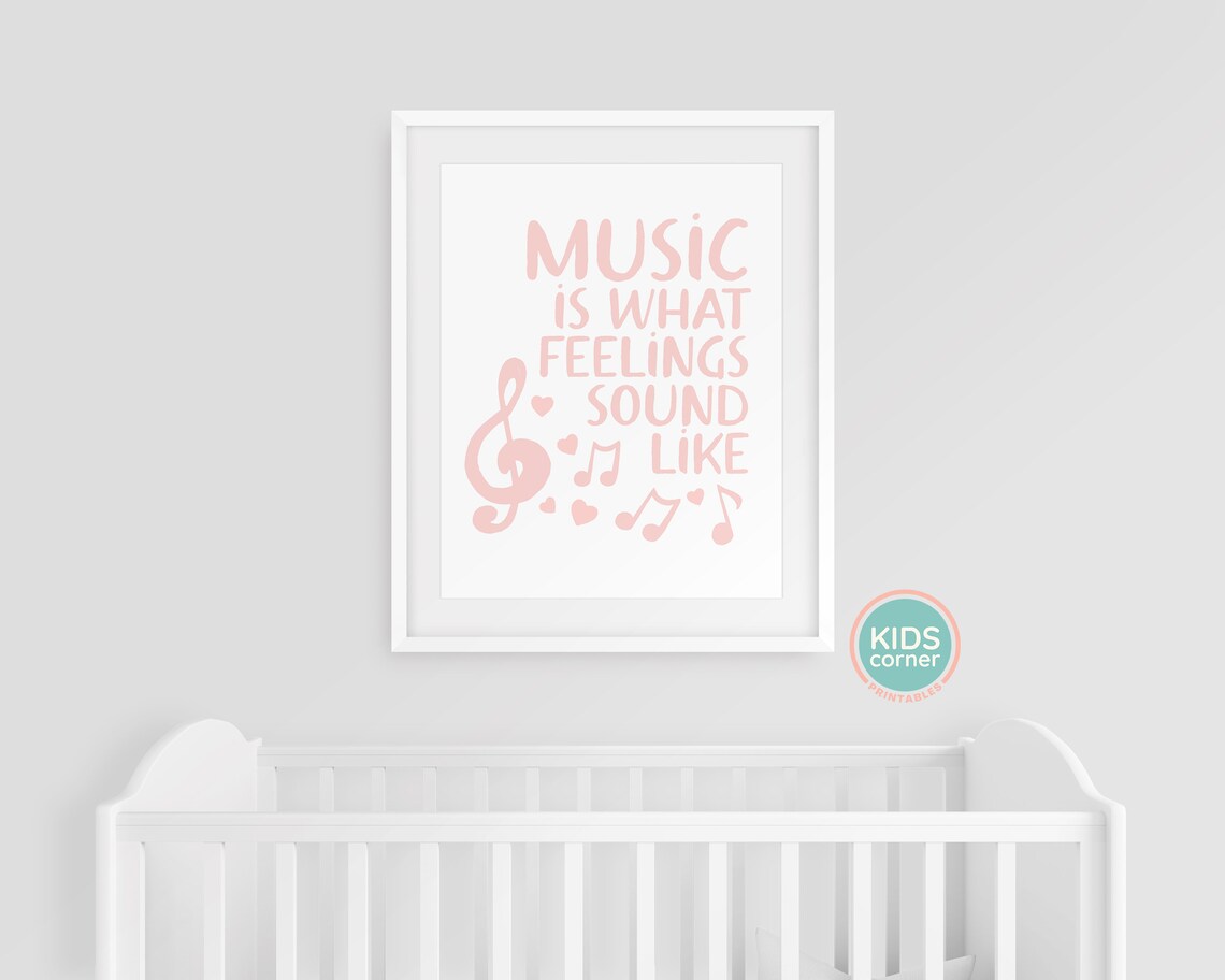 Music Is What Feelings Sound Like Pink Music Notes Quote Poster - Image 3