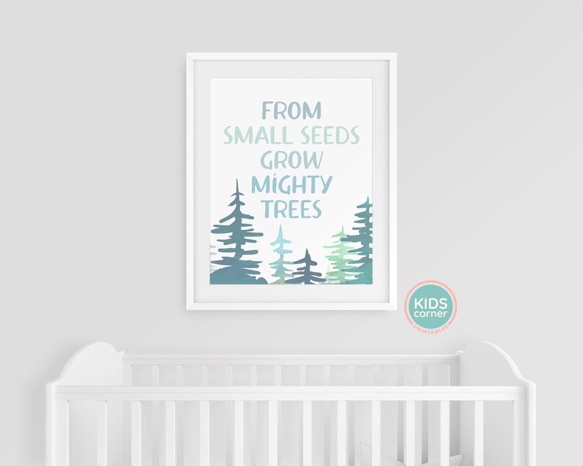 From Small Seeds Grow Mighty Trees Watercolor Forest Nursery Poster - Image 3