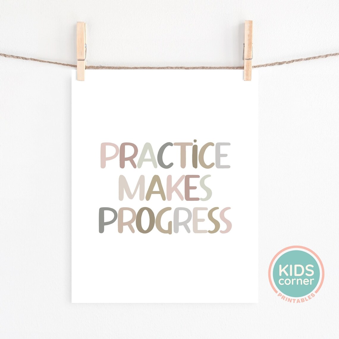 Practice Makes Progress Quote Art, Classroom Encouragement - Image 2