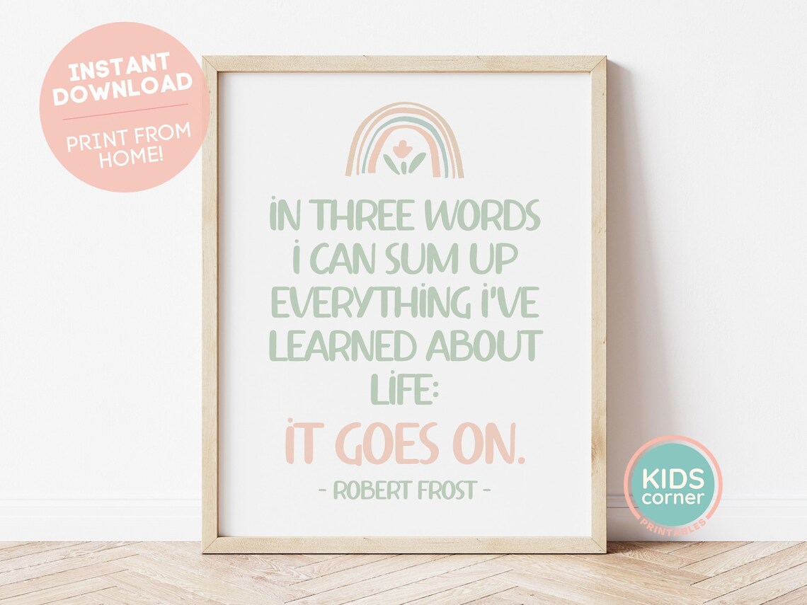 Robert Frost Quote Kids Playroom Art Print