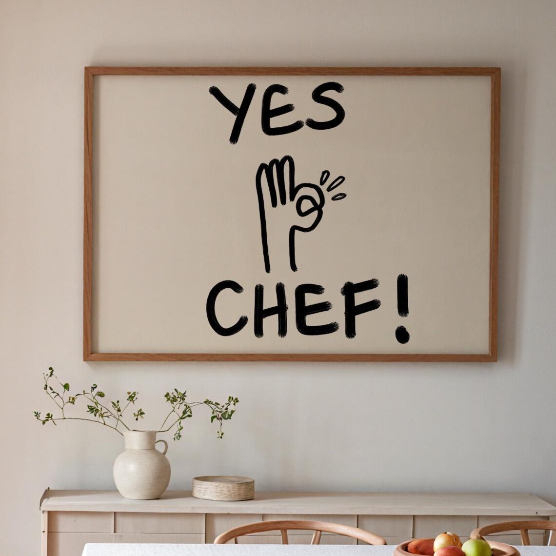Yes Chef Funny Italian Chef Kiss Hand Gesture Kitchen Quote Poster