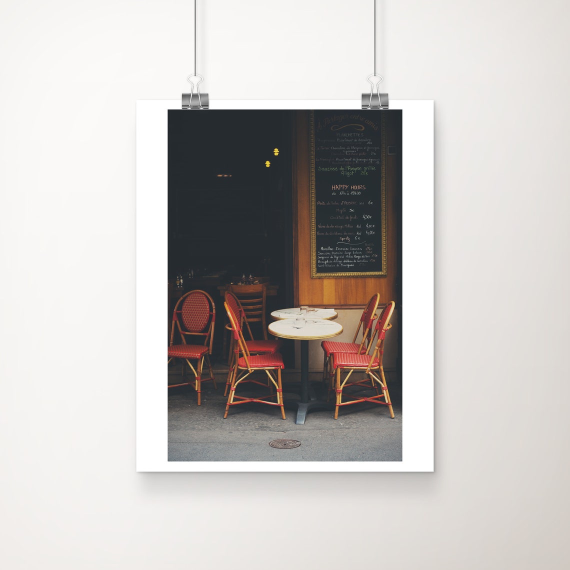Paris Cafe Terrace With Red Bistro Chairs French Photography Poster