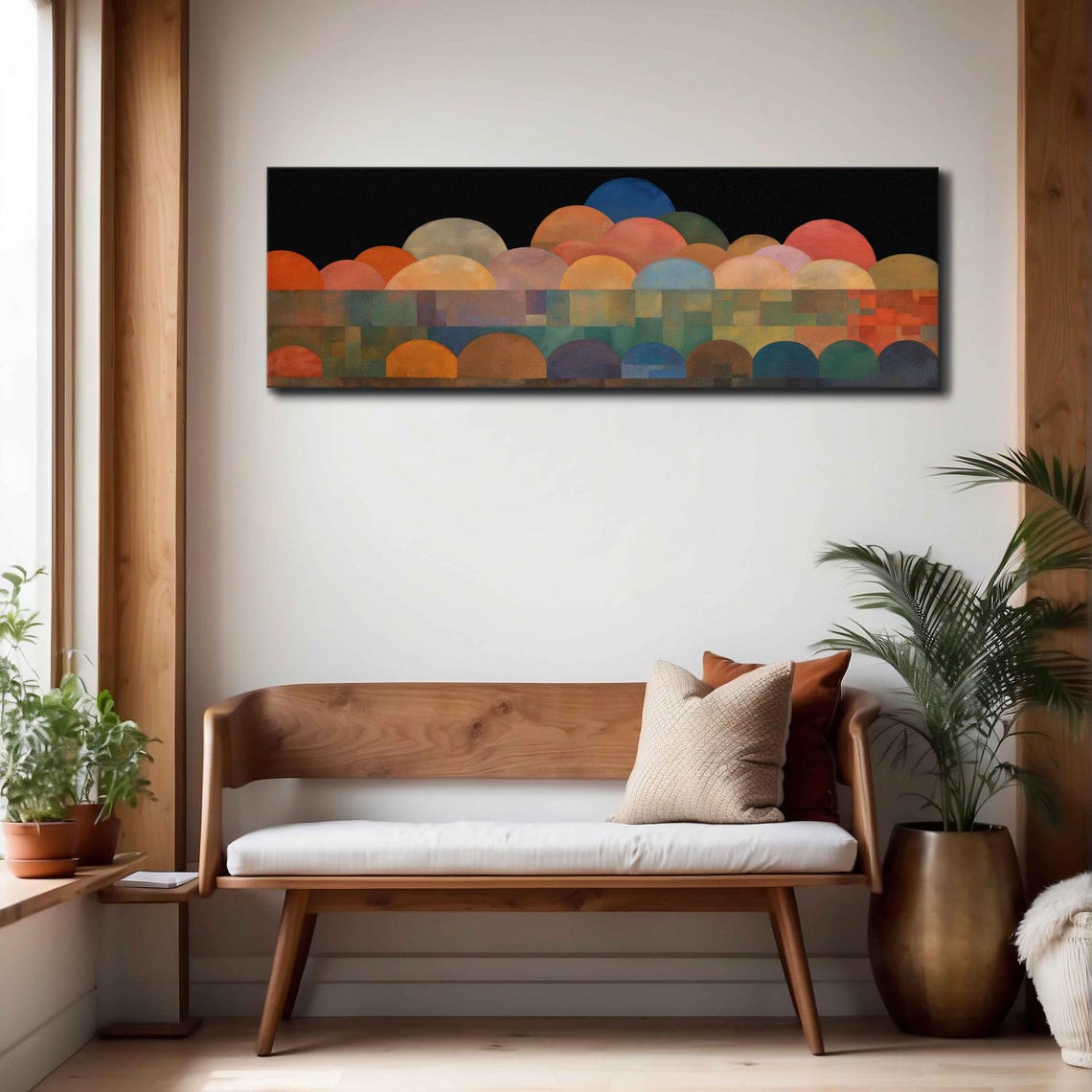 Mid Century Modern Cloud Wall Art Framed Minimalist Horizontal Modern Wall Art Above Bed Decor Boho Wall Art Large Wide Art Print - Image 4