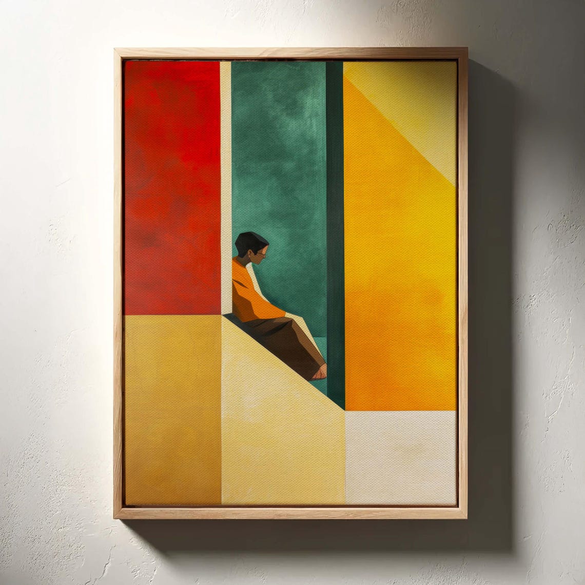 Mid Century Modern Wall Art Framed Abstract Geometric Large Wall Art Ready To Hang Wall Decor Boho Wall Art Modern Wall Art - Image 3