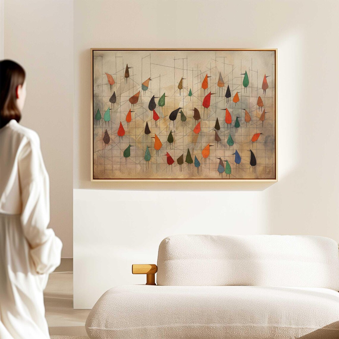 Birds On Wire Mid-Century Modern Abstract Art Print - Image 2