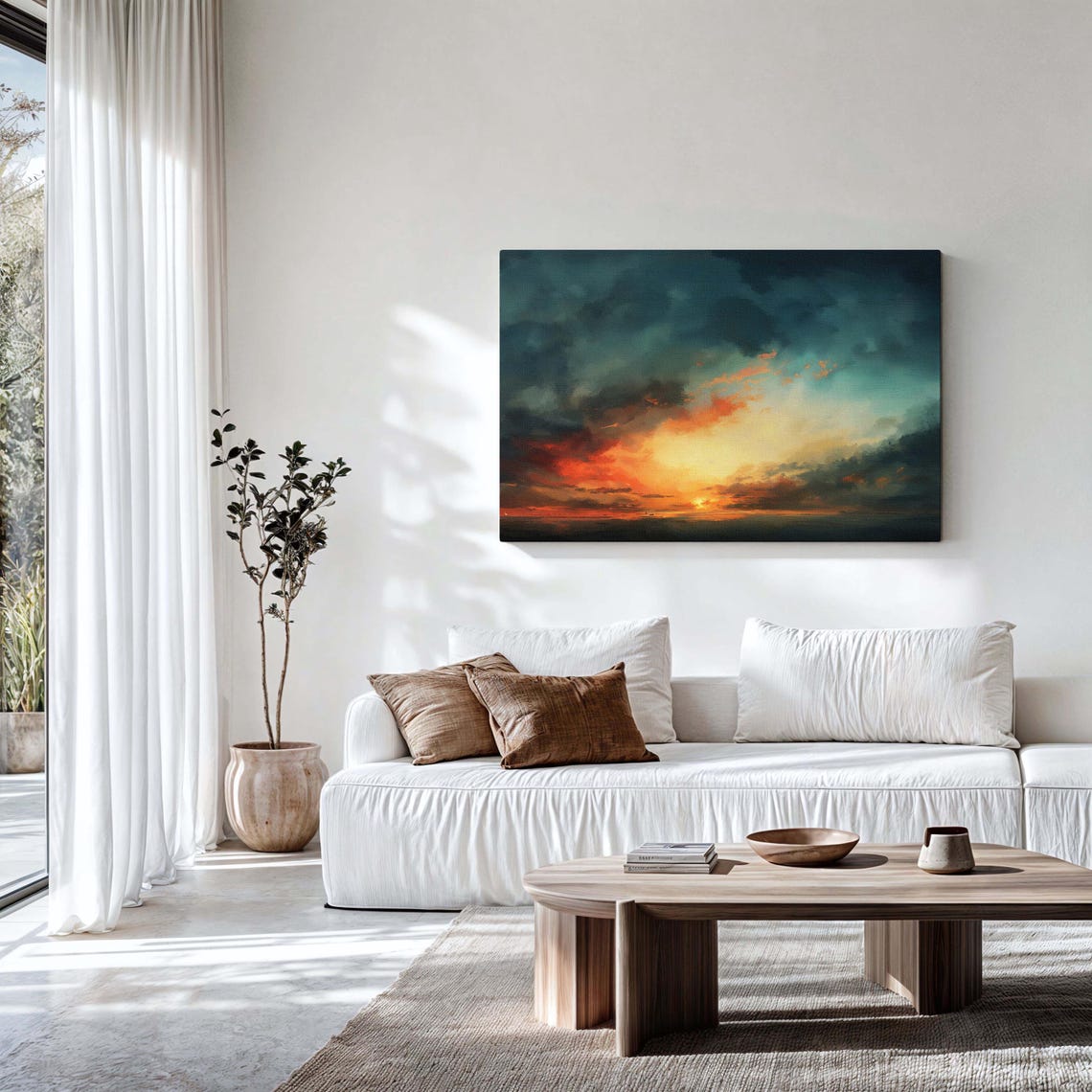Moody Sunset Seascape Wall Art Framed Canvasposter Print Above Bedsofa Decor Modern Wall Art Horizontal Wall Art Large Wall Art Framed - Image 3