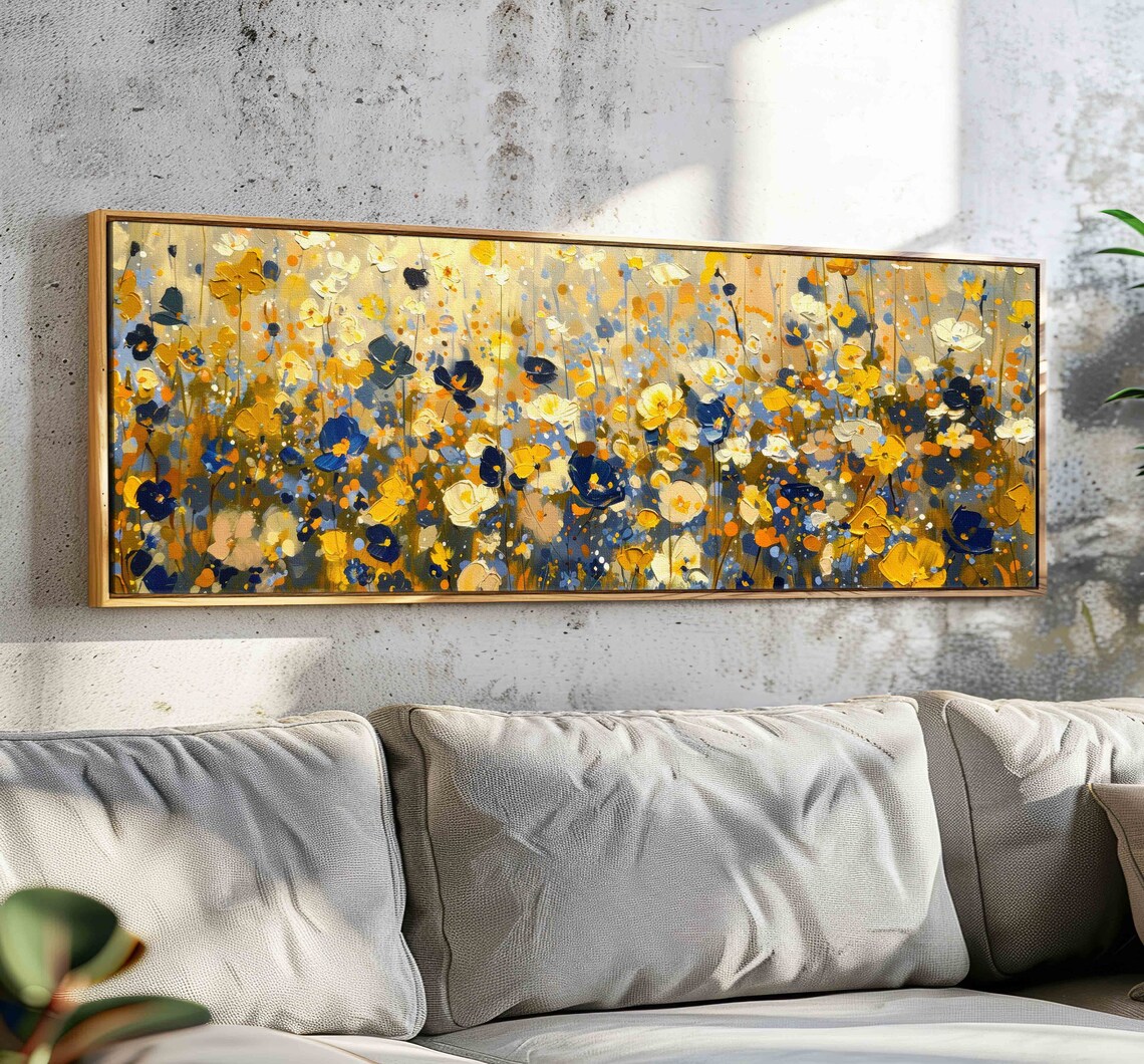 Modern Wildflowers Art Print, Wide Floral Decor