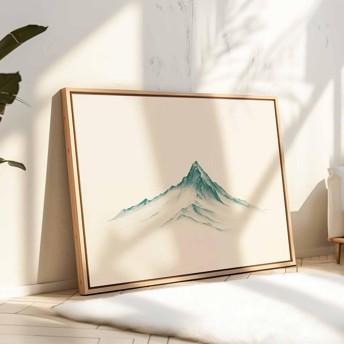 Minimalist Japanese Wall Art Framed Print Japanese Mountain Wall Art Print Above Bedcouch Decor Horizontal Large Wall Art - Image 2
