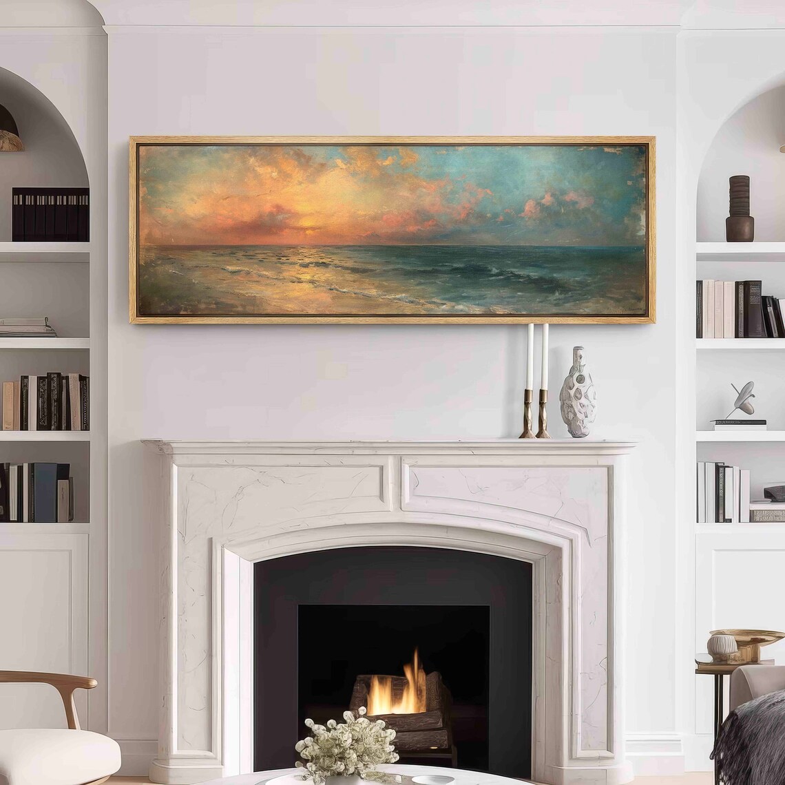 Moody Seascape Vintage Panoramic Wall Art Print - Image 3