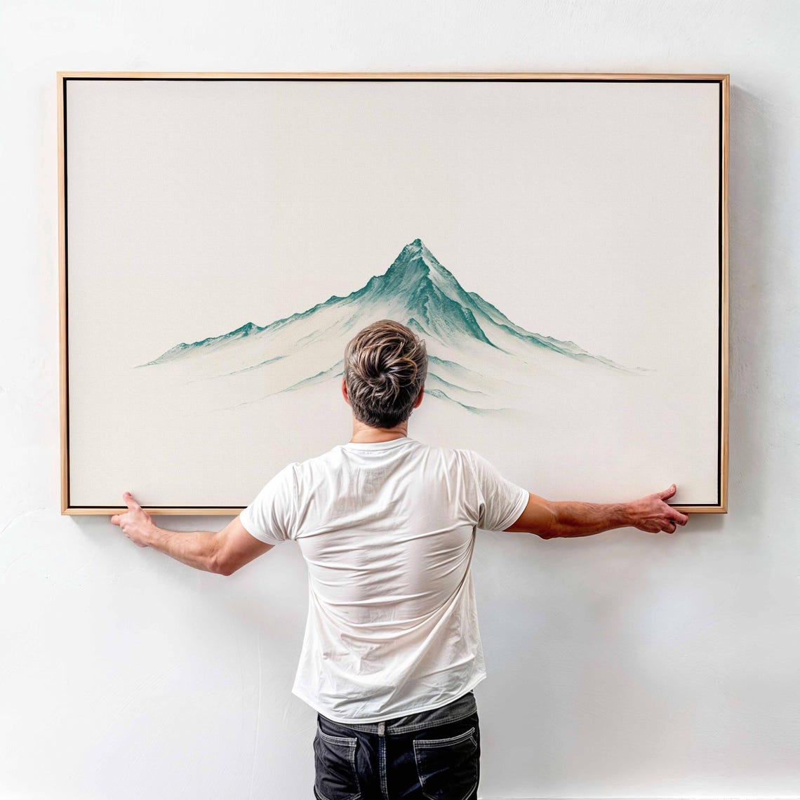 Minimalist Japanese Wall Art Framed Print Japanese Mountain Wall Art Print Above Bedcouch Decor Horizontal Large Wall Art - Image 4