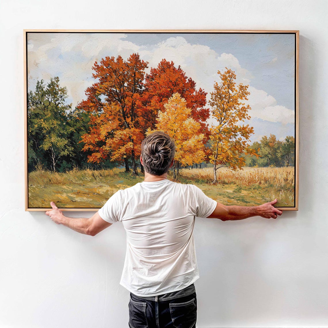 Autumn Forest Trees Fall Foliage Vintage Landscape Painting Art Print